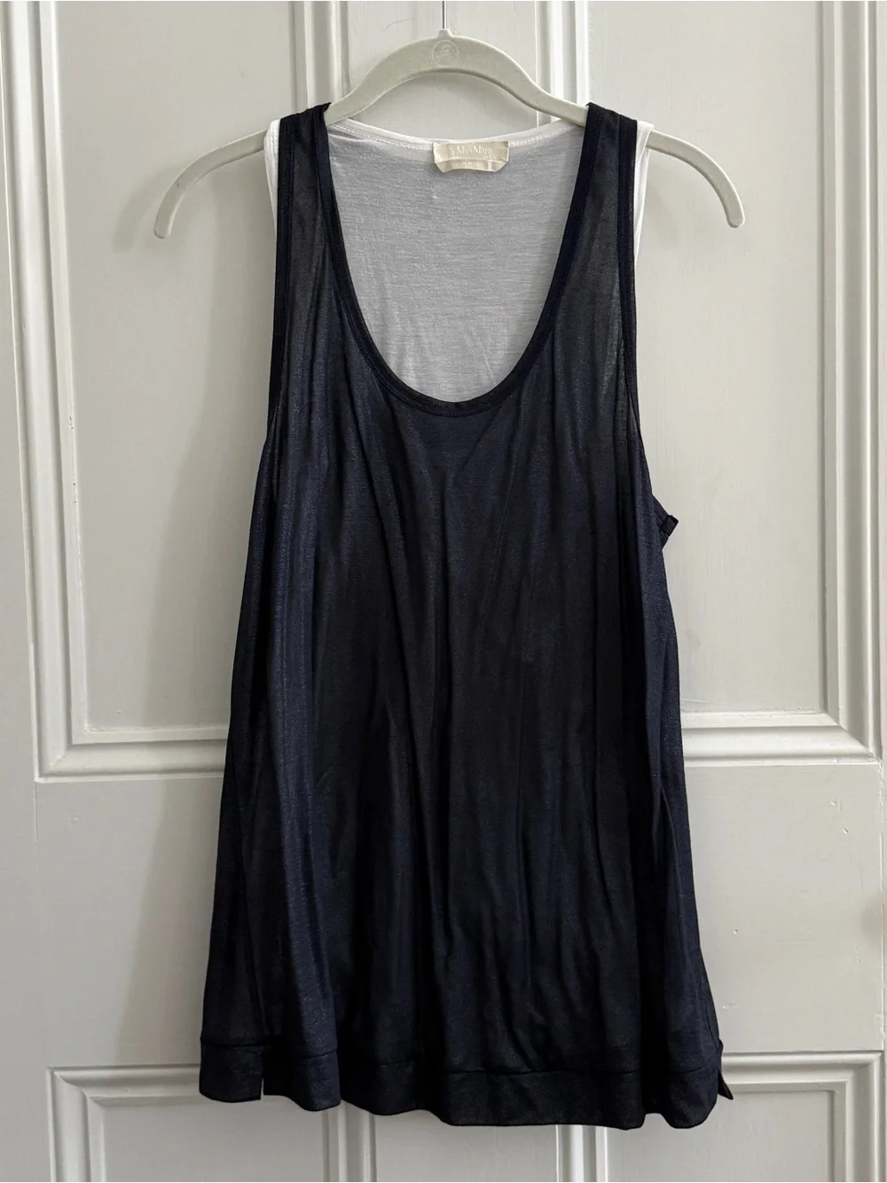 S Max Mara Sleeveless Navy Layered Tank Top - Picture 1 of 3